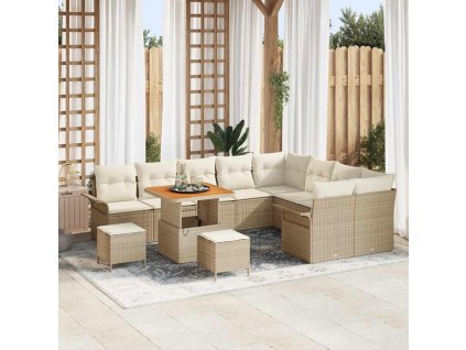 Sada zahradních pohovek s polštářem 12 pcs Béžová a krémová 3364121