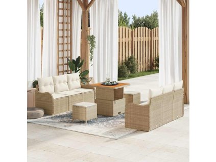 Sada zahradních pohovek s polštářem 9 pcs Béžová a krémová 3364166