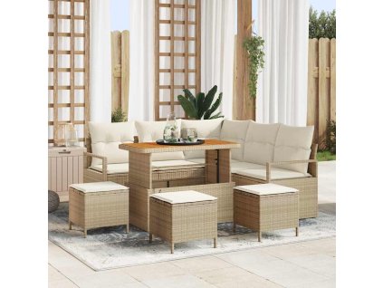 Sada zahradních pohovek s polštářem 9 pcs Béžová a krémová 3364481