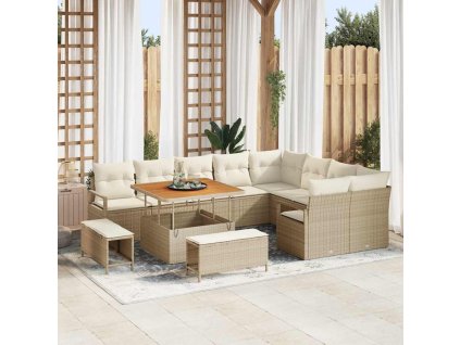 Sada zahradních pohovek s polštářem 12 pcs Béžová a krémová 3364506