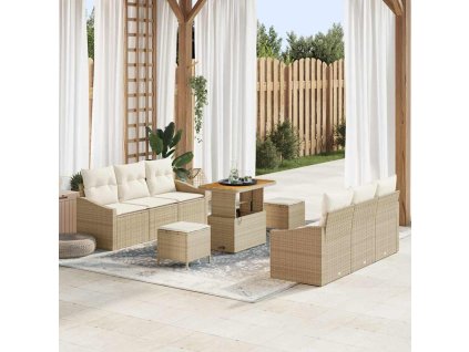 Sada zahradních pohovek s polštářem 9 pcs Béžová a krémová 3364561