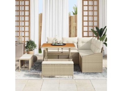 Sada zahradních pohovek s polštářem 8 pcs Béžová a krémová 3364596