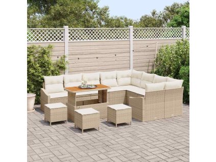 Sada zahradních pohovek s polštářem 13 pcs Béžová a krémová 3364651