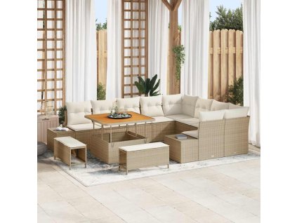 Sada zahradních pohovek s polštářem 12 pcs Béžová a krémová 3364766