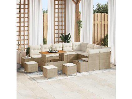 Sada zahradních pohovek s polštářem 13 pcs Béžová a krémová 3364781