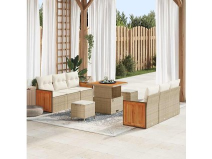 Sada zahradních pohovek 11 pcs Béžová a krémová polyratan 3365206