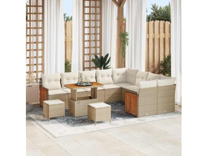 Sada zahradních pohovek 12 pcs Béžová a krémová polyratan 3365296