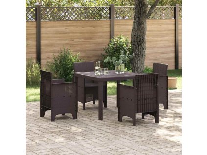 Zahradní jídelní souprava 5 pcs Hnědá Ratan Polt 3378537
