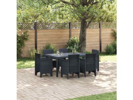 Zahradní jídelní souprava 7 pcs Antracit Ratan Polt 3378553