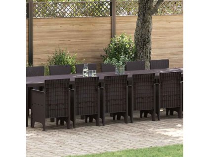 Zahradní jídelní souprava s polštáři 17 pcs Hnědá PP 3378657