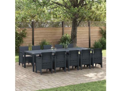 Zahradní jídelní souprava 11 pcs Antracit Poly ratan 3378753