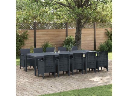Zahradní jídelní souprava s polštáři 11 pcs Antracit 3378755