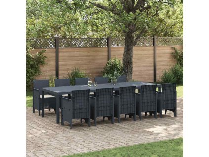 Zahradní jídelní souprava 11 pcs Antracitová a krémová 3378756