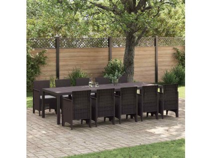 Zahradní jídelní souprava 11 pcs Hnědá a světle šedá Poly ratan 3378759