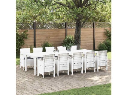 Zahradní jídelní souprava 11 pcs Bílá Poly ratan a hliník 3378765