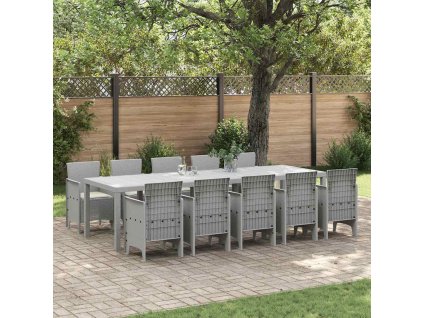 Zahradní jídelní souprava 11 pcs Světle šedá a krémová 3378771