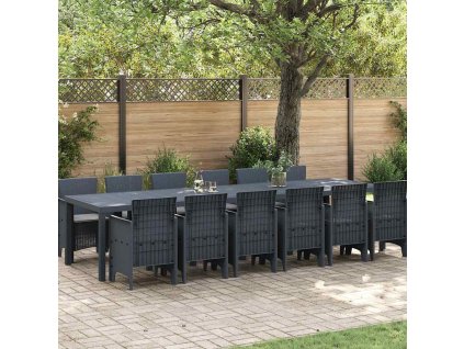Zahradní jídelní souprava 13 pcs Antracit Ratan Polt 3378774