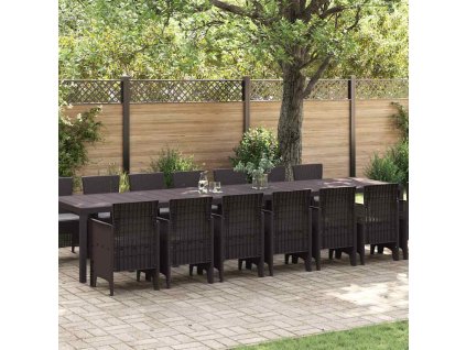 Zahradní jídelní souprava s polštáři 15 pcs Hnědá PP 3378799