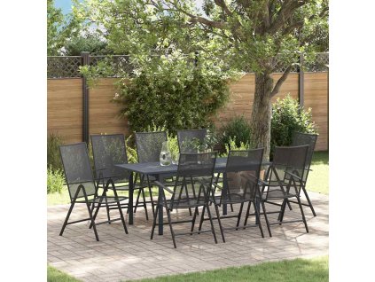Zahradní jídelní souprava 9 pcs Antracit Ocel 3378815
