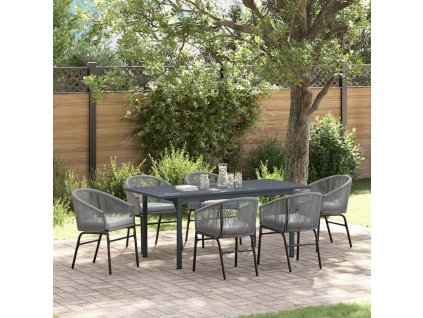 Zahradní jídelní souprava 7 pcs Šedá Poly ratan 3378826