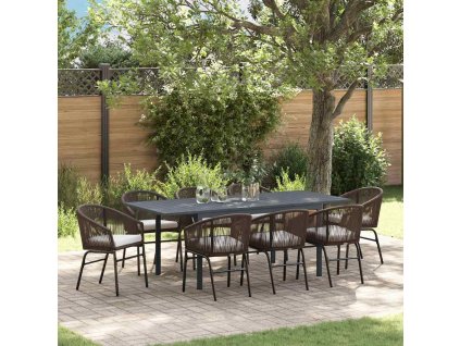 Zahradní jídelní souprava 9 pcs Hnědá Poly ratan 3378832