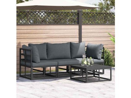 Sada zahradních pohovek s polštářem 4 pcs Černá Hliník 3378841