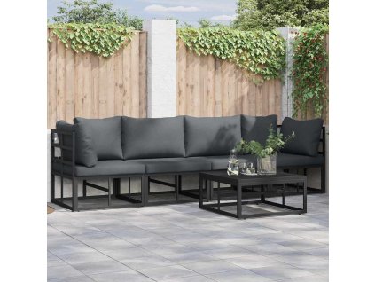 Sada zahradních pohovek s polštářem 5 pcs Černá Hliník 3378843