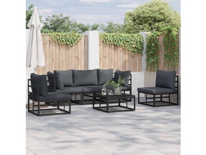 Sada zahradních pohovek s polštářem 6 pcs Černá Hliník 3378847