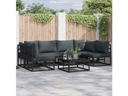 Sada zahradních pohovek s polštářem 6 pcs Černá Hliník 3378848