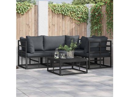 Sada zahradních pohovek s polštářem 5 pcs Černá Hliník 3378865