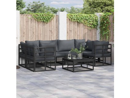 Sada zahradních pohovek 6 pcs Černá Hliník 3378944