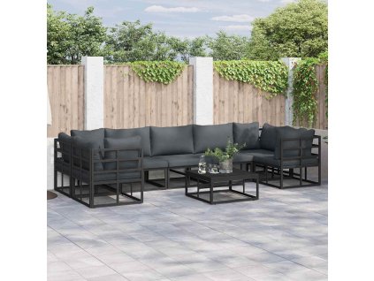 Sada zahradních pohovek Černá Hliník 3378947