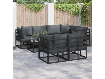 Sada zahradních pohovek s polštářem 7 pcs Černá Hliník 3378951
