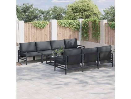 Sada zahradních pohovek 8 pcs Antracitová Ocel & Tkanina 3378957