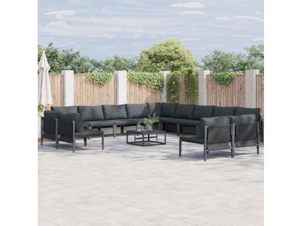 Sada zahradních pohovek s polštářem Antracitová Ocel 3379033