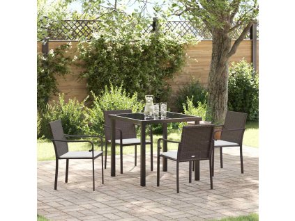 Zahradní jídelní souprava 5 pcs Hnědá Poly ratan 3379045