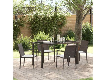 Zahradní jídelní souprava 5 pcs Hnědá Poly ratan 3379046