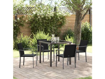 Zahradní jídelní souprava 5 pcs Černá Poly ratan 3379052