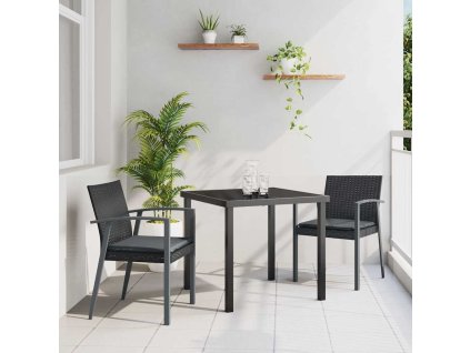 Zahradní jídelní souprava 3 pcs Černá Poly ratan 3379065