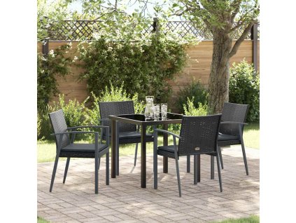 Zahradní jídelní souprava 5 pcs Černá Poly ratan 3379066