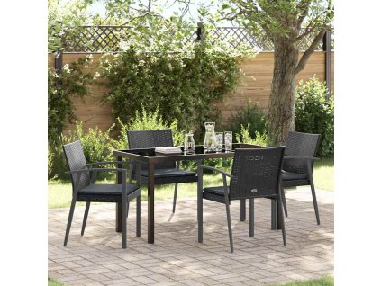 Zahradní jídelní souprava 5 pcs Černá Poly ratan 3379067