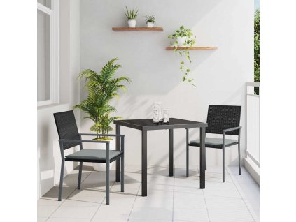 Zahradní jídelní souprava 3 pcs Černá Poly ratan 3379072