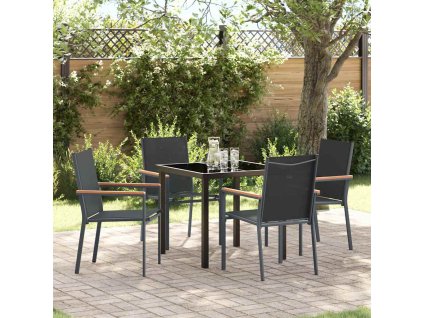 Zahradní jídelní souprava 5 pcs Černá Textilene a ocel 3379087