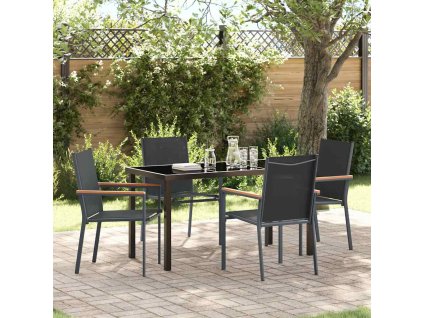 Zahradní jídelní souprava 5 pcs Černá Textilene a ocel 3379088