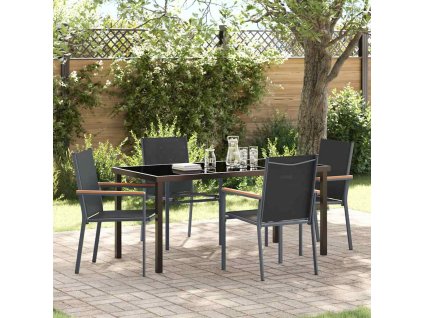 Zahradní jídelní souprava 5 pcs Černá Textilene a ocel 3379089