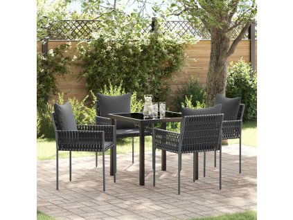 Zahradní jídelní souprava 5 pcs Černá Poly ratan 3379101