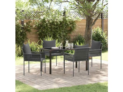 Zahradní jídelní souprava 5 pcs Černá Poly ratan 3379102