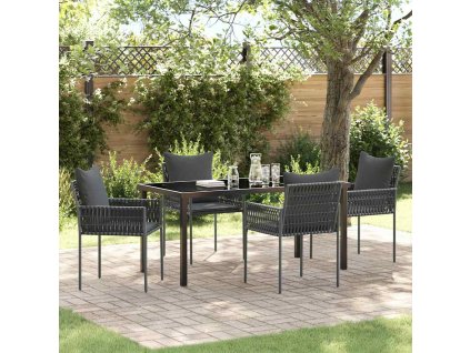 Zahradní jídelní souprava 5 pcs Černá Poly ratan 3379103