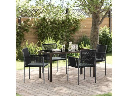 Zahradní jídelní souprava 5 pcs Černá Poly ratan 3379109