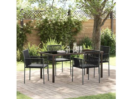 Zahradní jídelní souprava 5 pcs Černá Poly ratan 3379110